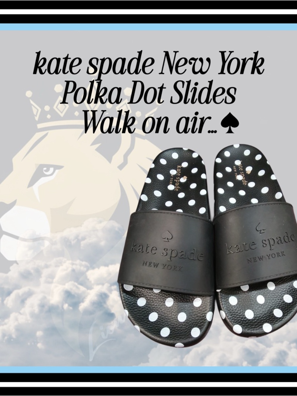kate spade NEW YORK - Black and White Polka Dot Slide Sandals - size 10